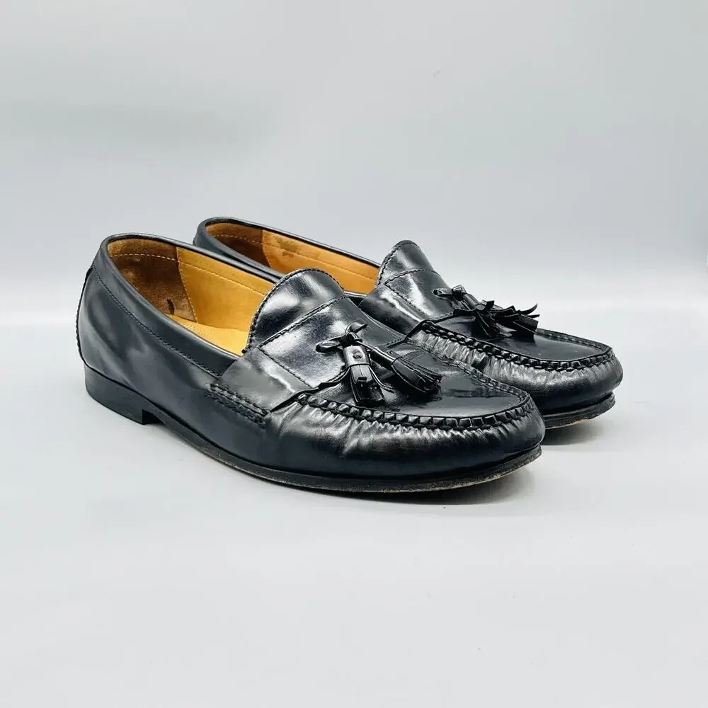 Cole Haan Shoes Mens 11.5 Black Leather Vtg Air Tassel Loafers Slip On Dress